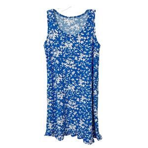 NEW Draper James Women's Floral Ruffle Sleeveless Nightie Blue White Medium